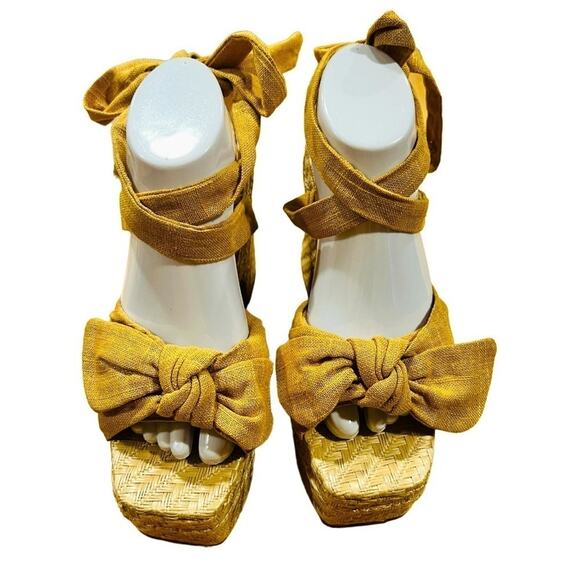 Sam Edelman Tula Desert Sun Squared Open Toe TieUp Wedge Block Heeled Size10 New - Picture 2 of 11